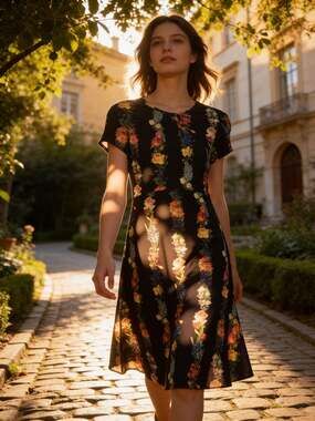 LaLamour Floral Stripe Print Short Sleeve Midi Dress New With Tags Small